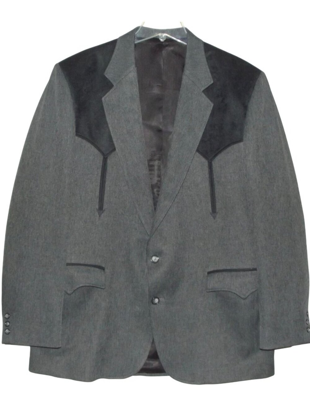 Circle S Boise Western Suit Coat Mens 44R Gray Heather Charcoal Black jacket